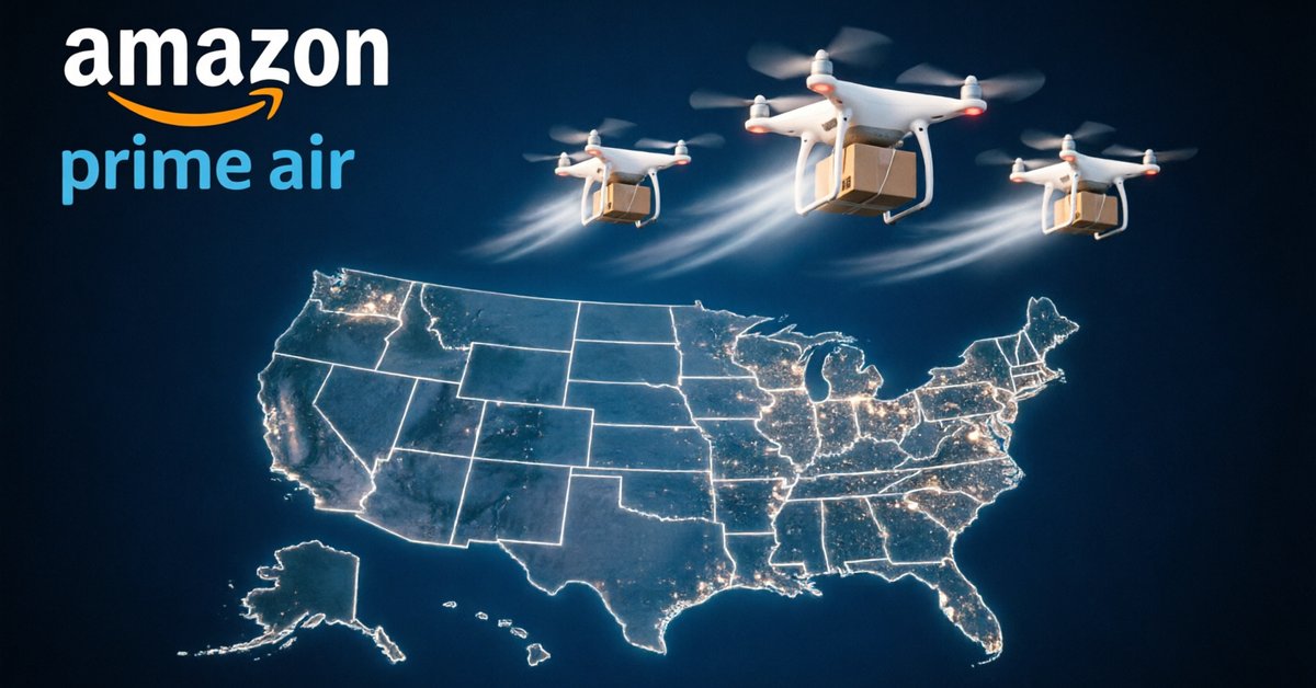 Amazon Prime Air se extinde la aproape 500 de orașe din SUA până la finalul lui 2026